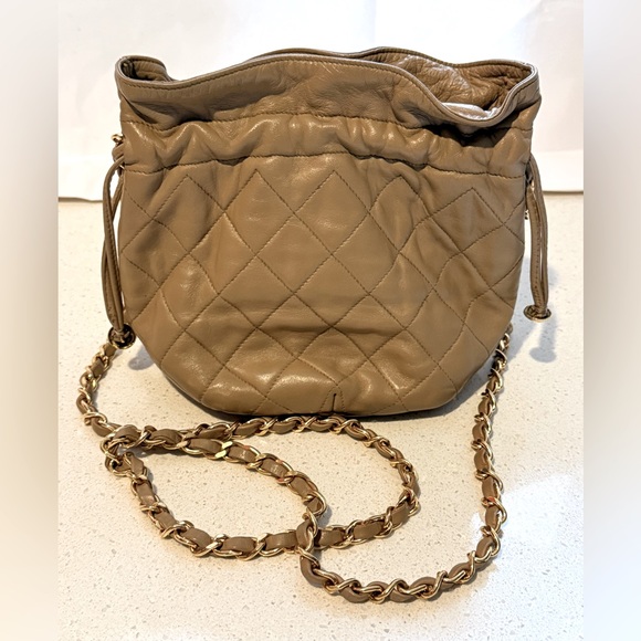 Chanel Beige/Camel Vintage Matelasse Mini Drawstring Bucket Bag - Picture 5 of 12